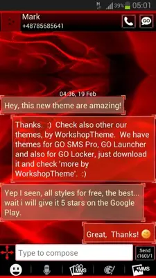 GO SMS Pro Theme Fire Flame android App screenshot 3